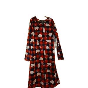 NWT Joe Boxer Christmas Polar Bear Print Girls M 7/8 Nightgown Sleepwear Plaid